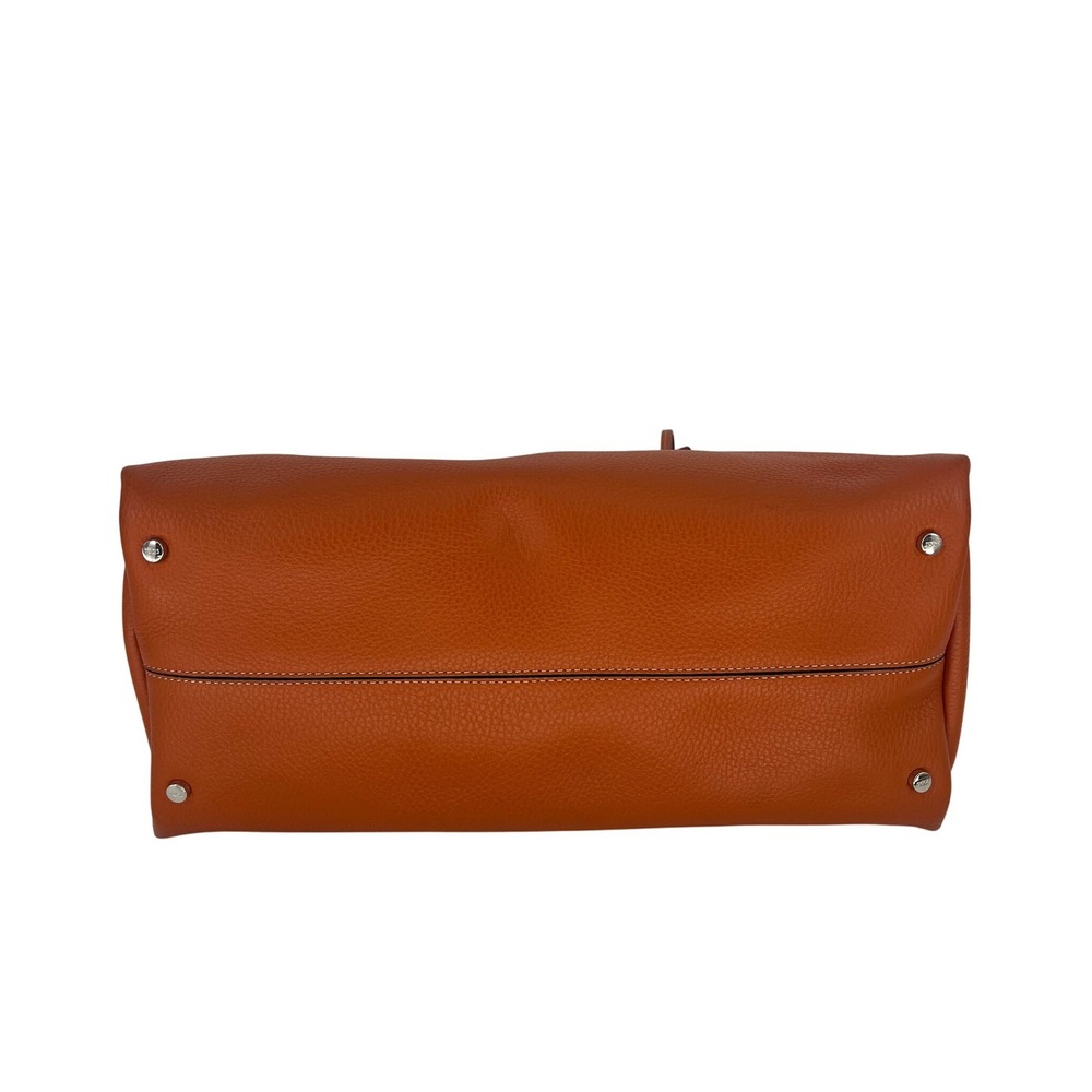 Tod's Medium Leather Tote Bag Orange Burgundy - Picture 12 of 16